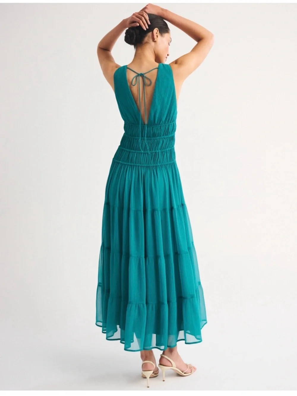 Abercrombie & Fitch Teal Tiered Maxi Dress XS Petite NWT